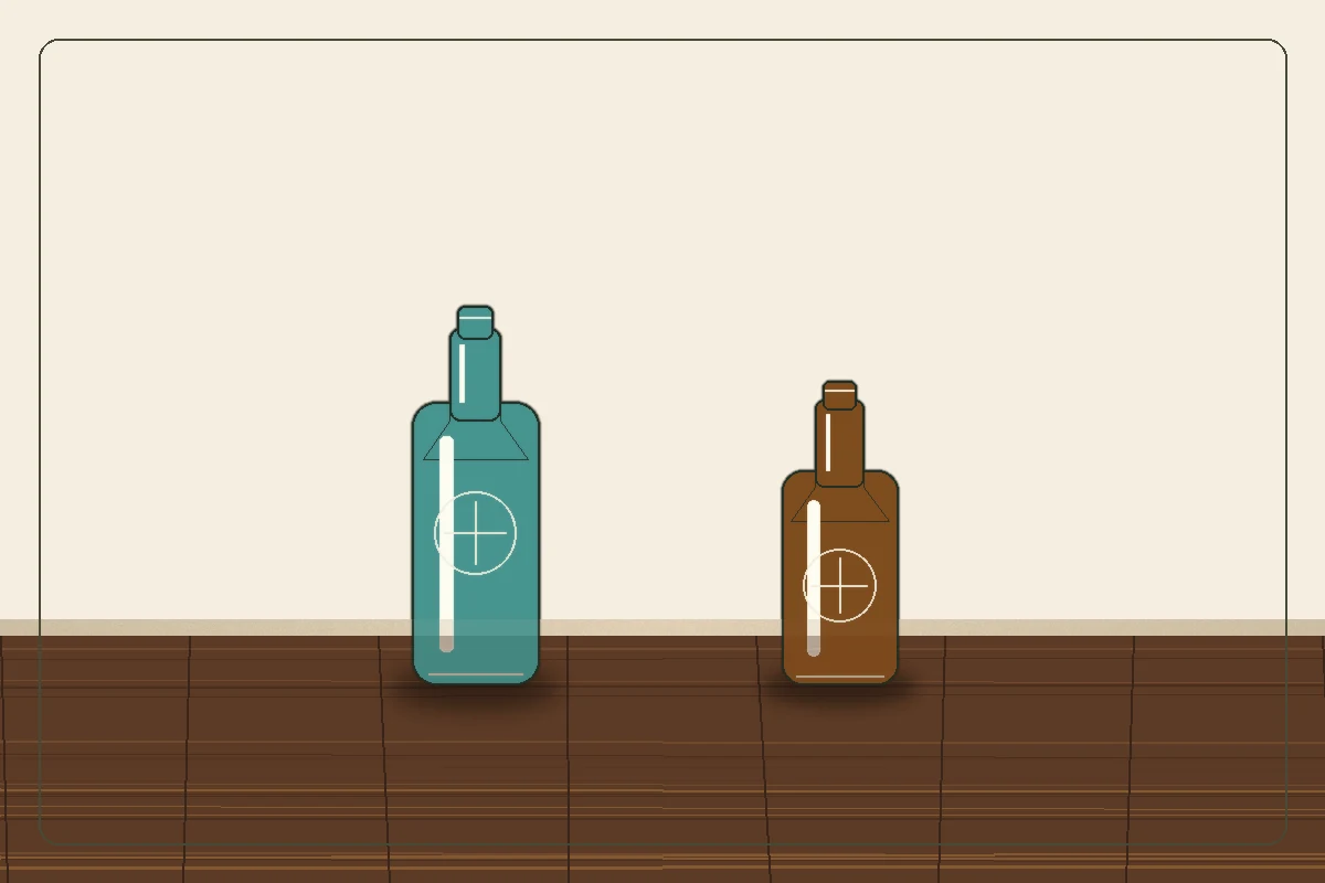 Antique bottles showing different mold seam and finish characteristics